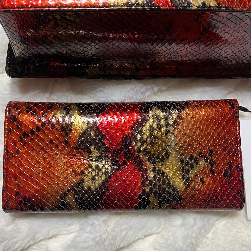 BRAHMIN Mini Francine Satchel with matching Veronica Wallet/Crimson Rosebay NWT - Picture 11 of 15